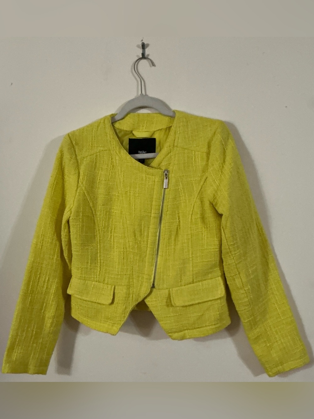 Mossimo Yellow Textured Zip-Front Women's Jacket Size Medium